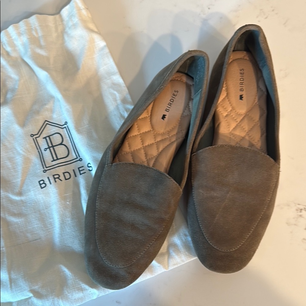 Birdies Women's Olive Green Suede Loafers